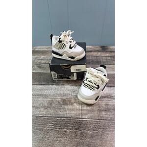 Nike Air Jordan 4 Retro (TD) White Black Neutral Gray Size 3c Toddler Size
